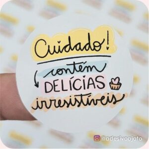 Adesivo Cuidado Contém Delícias Irresistíveis